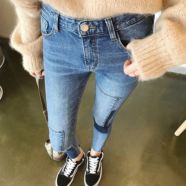 Γυναικεία τζιν  Slim-μοντέλο με υψηλή μέση σε δύο χρώματα