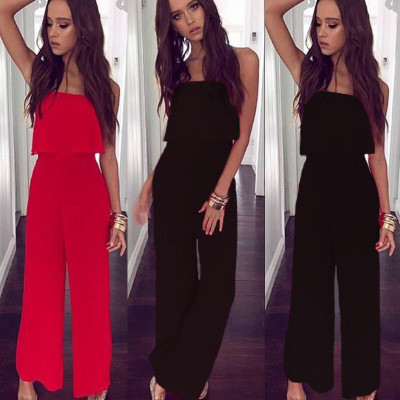 Stílusos női overall fekete és piros színben