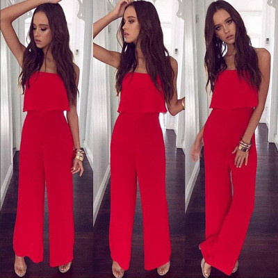 Stílusos női overall fekete és piros színben