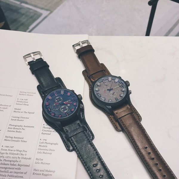 Ανδρικό ρολόι ε λουρί οικολογικού δέρματος - τρία χρώματα