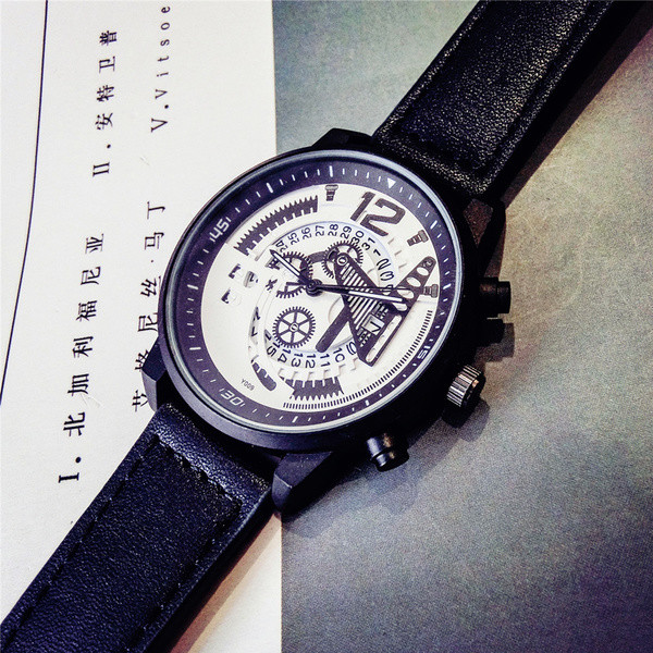 Vízálló férfi karóra műbőr szíjjal