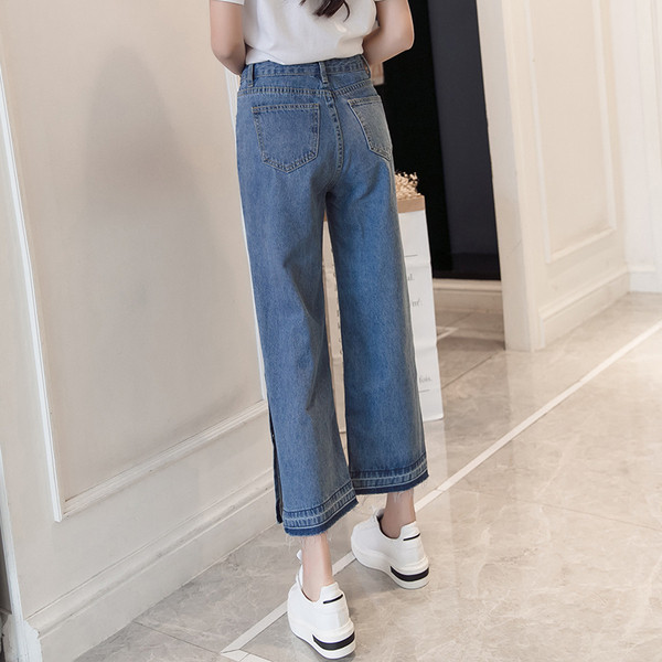 Új modell Női farmer magas derékkal és hasítékkal