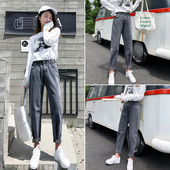 Γυναικεία τζιν με ψηλή μέση σε τρία χρώματα ευρύ μοτίβο