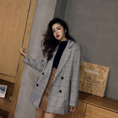 Stílusos női kockás kabát hosszú modell két színben