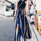 Modern női széles modell nadrág magas derékkal