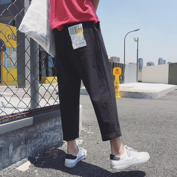 Modern széles férfi nadrág két színben emblémával