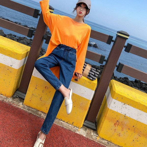 Alkalmi női farmer széles modell magas derékkal