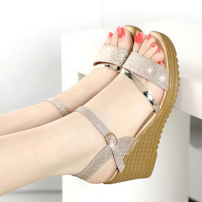 Sandale de dama elegante de culoare argintie si aurie