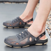 Alkalmi férfi szandál hálóval és dekoratív fűzőkkel