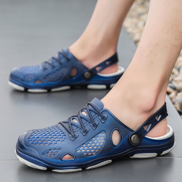 Alkalmi férfi szandál hálóval és dekoratív fűzőkkel