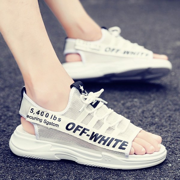 Modern férfi szandál három színben feliratokkal és nyakkendőkkel