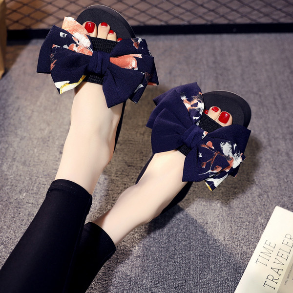 Papuci dama cu talpa inalta cu panglica