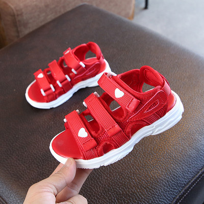 Alkalmi gyerekszandál rózsaszín, fekete és piros színben