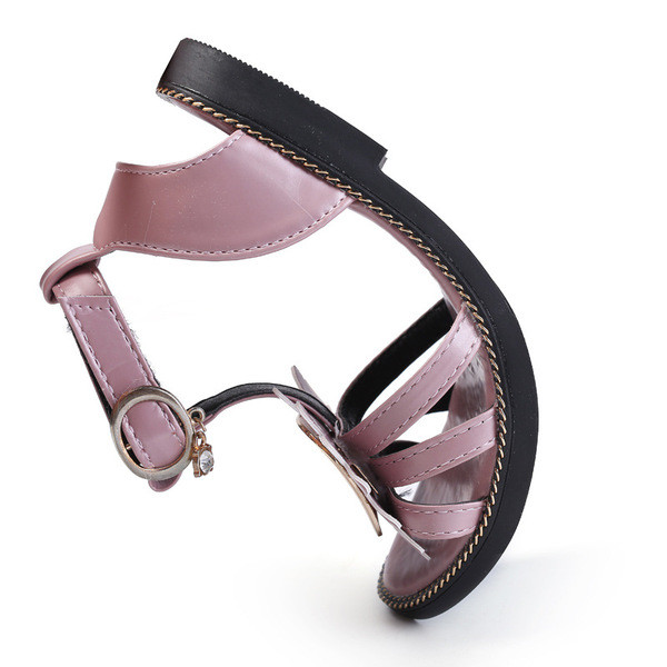 Gyerekszandál lányoknak rózsaszín, fekete és fehér színben