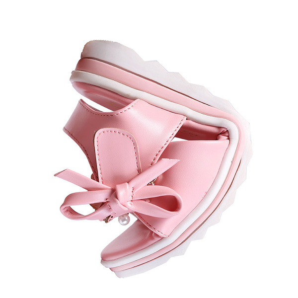 Καθημερινά παιδικά σανδάλια με κορδέλα και πέρλες σε τρία χρώματα