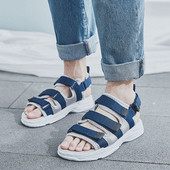 Καθημερινά ανδρικά σανδάλια σε δύο χρώματα με βελκρό και επίπεδη σόλα