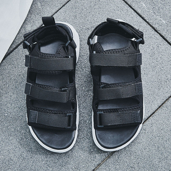 Καθημερινά ανδρικά σανδάλια σε δύο χρώματα με βελκρό και επίπεδη σόλα