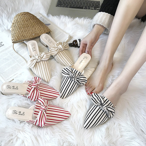 Modern női csíkos papucs három színben