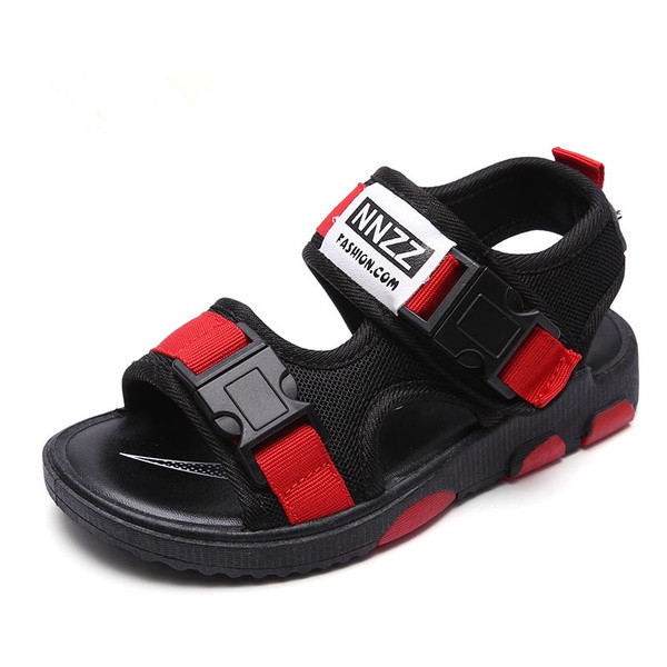 Alkalmi gyerekszandál fiúknak fekete kék és piros színben