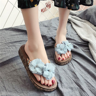 Papuci moderni de dama in albastru si roz