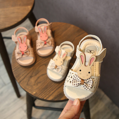 Детски модерни сандали за момичета в бежов и розов цвят