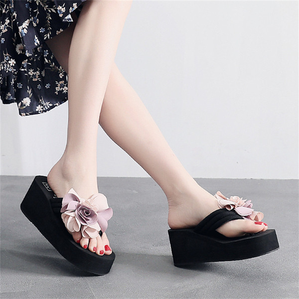 Papuci de damă cu element de flori 3D în mai multe culori