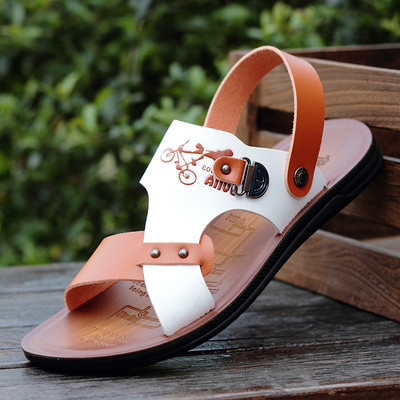 Alkalmi férfi eko bőr szandál rátéttel