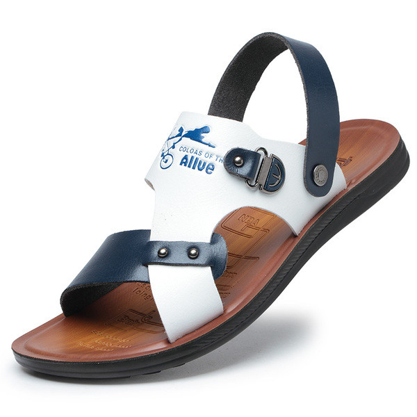 Alkalmi férfi eko bőr szandál rátéttel