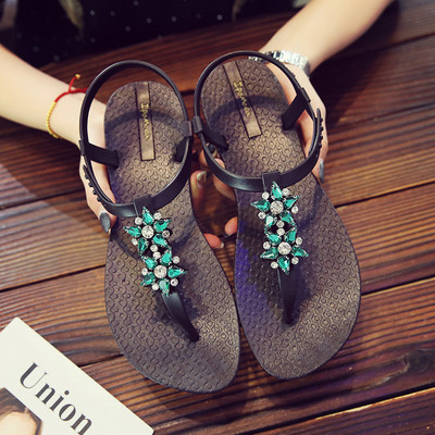 Új, hétköznapi női szandál színes kövekkel