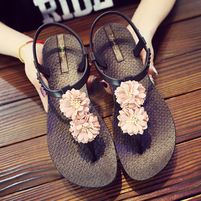 Alkalmi gumi női szandál virággal