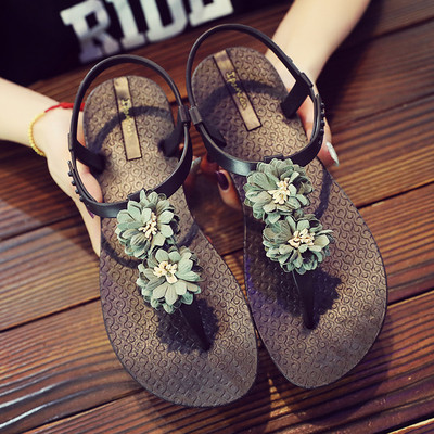 Alkalmi gumi női szandál virággal