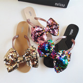 Papuci de dama decorati cu paiete in trei culori