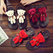 Sandale casual dama cu element 3D si talpa plata in trei culori