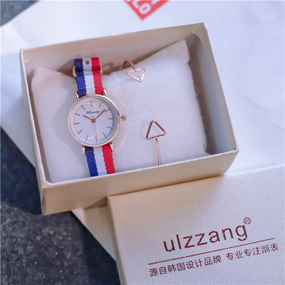 Γυναικείο ρολόι με πολύχρωμο ιμάντα σε πέντε χρώματα