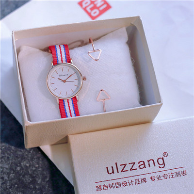 Γυναικείο ρολόι με πολύχρωμο ιμάντα σε πέντε χρώματα