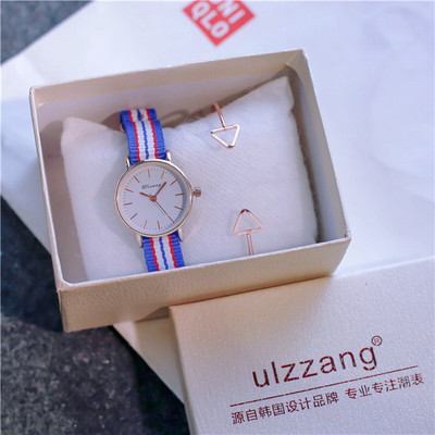 Γυναικείο ρολόι με πολύχρωμο ιμάντα σε πέντε χρώματα