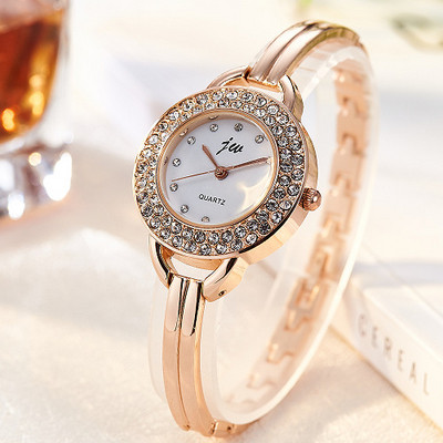 Дамски елегантен часовник с камъни в два цвята 
