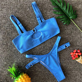 ÚJ modern kétrészes fürdőruha kék és sárga színben