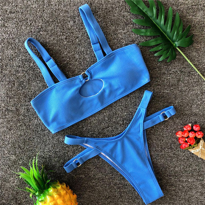 ÚJ modern kétrészes fürdőruha kék és sárga színben