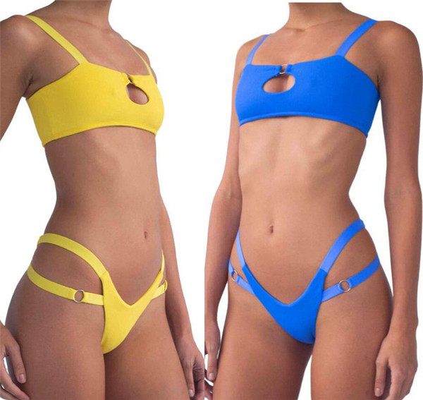 ÚJ modern kétrészes fürdőruha kék és sárga színben