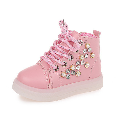 Új gyerekcipő modell lányoknak gyöngyökkel és világító talppal, több színben