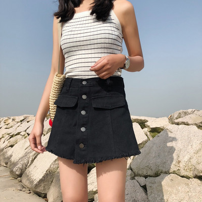 Szoknya-nadrág két színben, magas derékkal