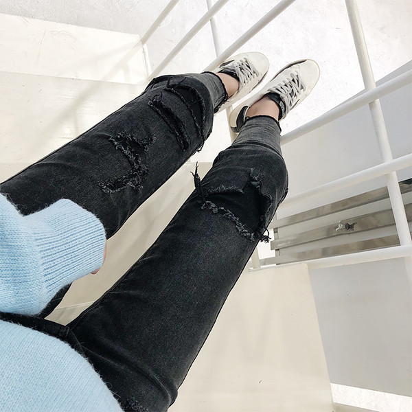 Modern női farmer sötétszürke színben