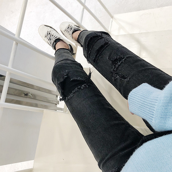 Modern női farmer sötétszürke színben