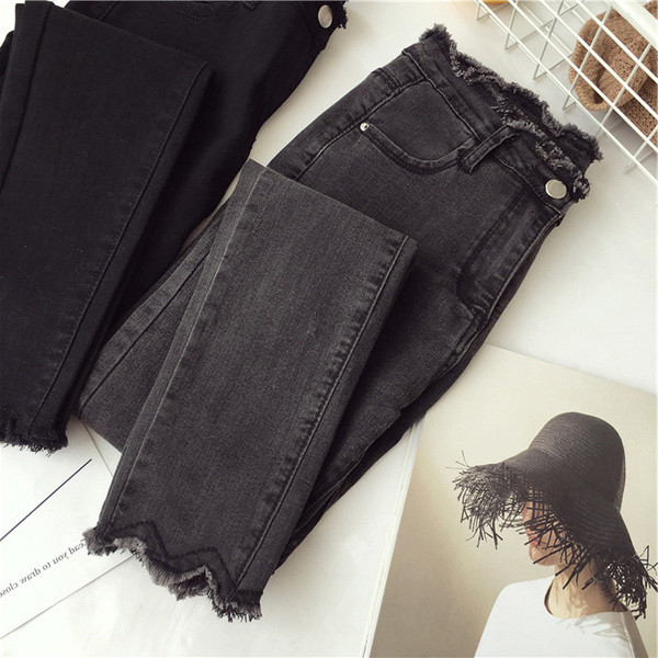 Blugi casual de dama in doua culori - gri si negru