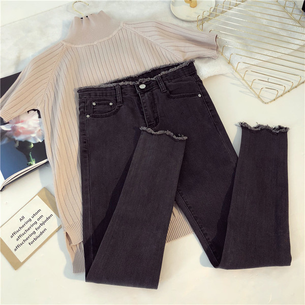 Blugi casual de dama in doua culori - gri si negru