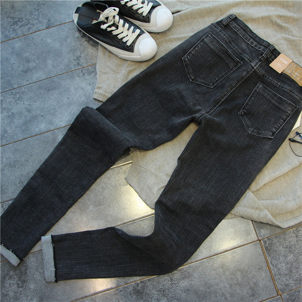 Blugi casual de dama de culoare inchisa cu talie standard