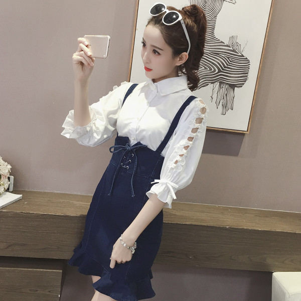 Modern női overall sötétkék színben