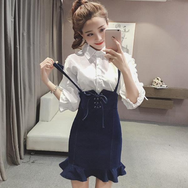 Modern női overall sötétkék színben