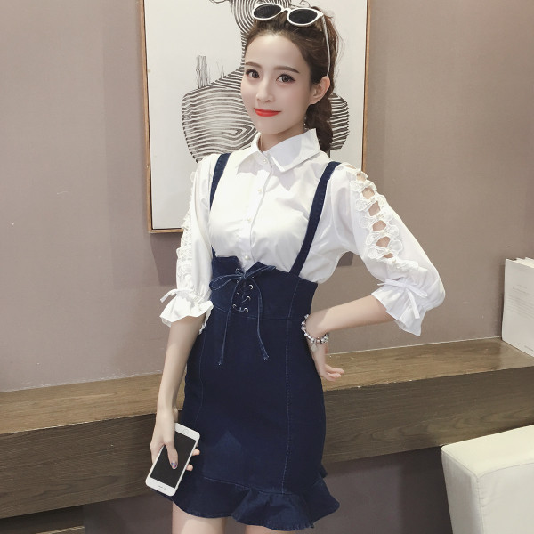 Modern női overall sötétkék színben